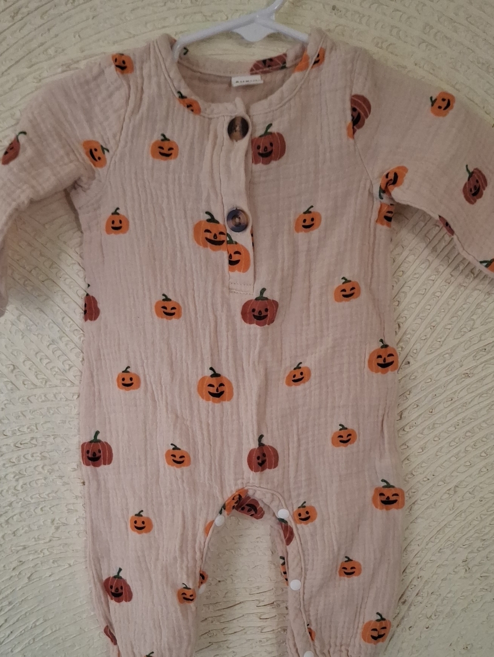 Baby One-Piece Romper with Pumpkin Print - Pink -